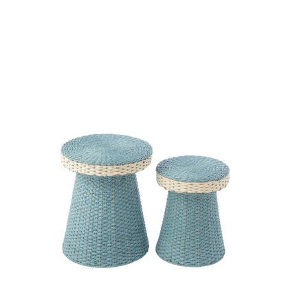 Set di 2 tavolini in carta azzurro chiaro/bianco J-Line