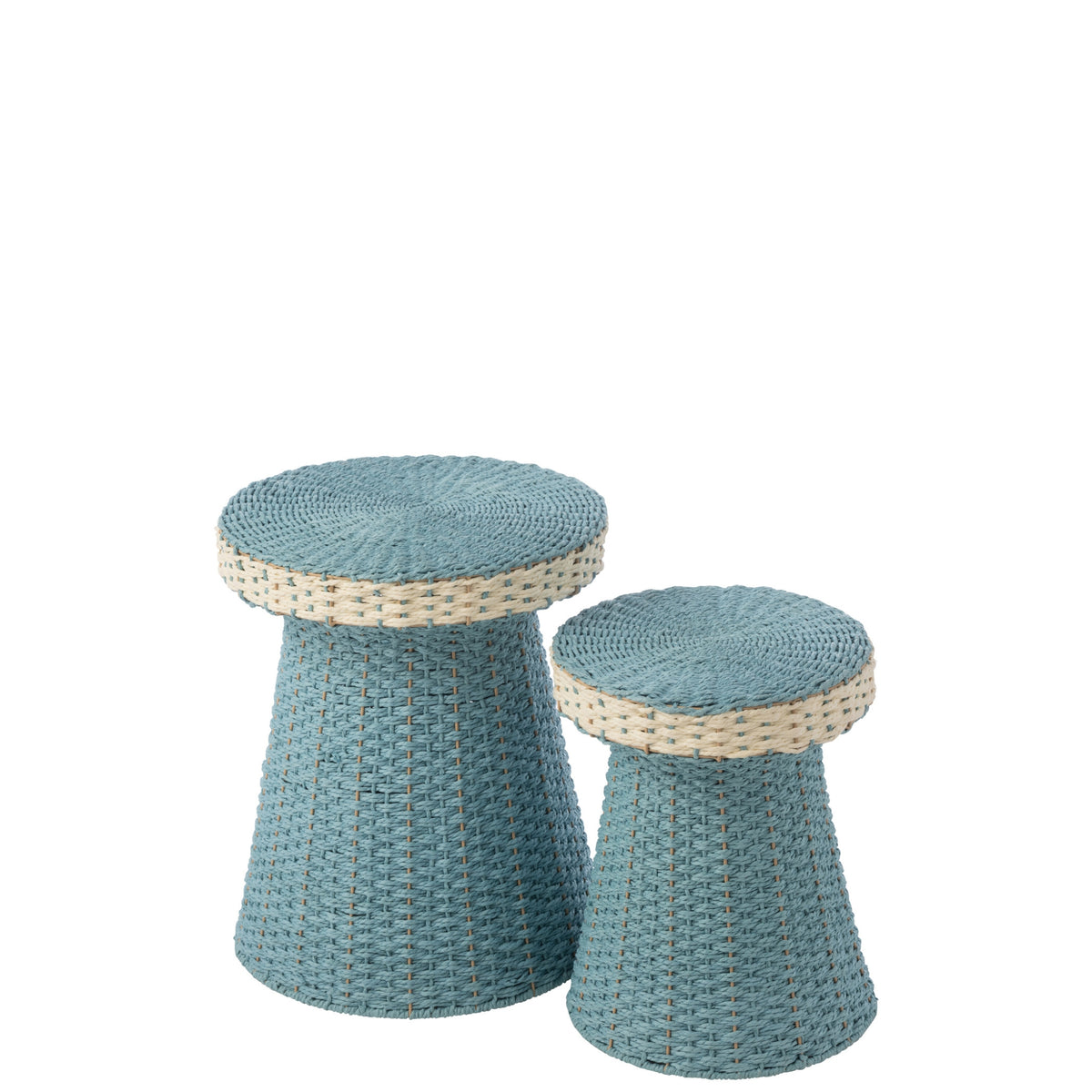 Set di 2 tavolini in carta azzurro chiaro/bianco J-Line