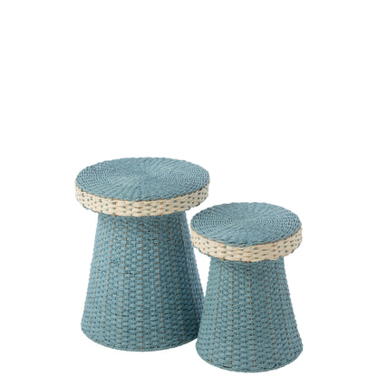 Set di 2 tavolini in carta azzurro chiaro/bianco J-Line