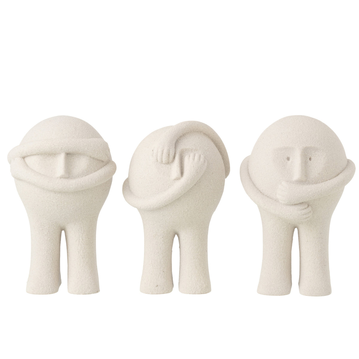 Statuetta Bollie in resina grigio chiaro, grande, assortimento di 3 di J-Line