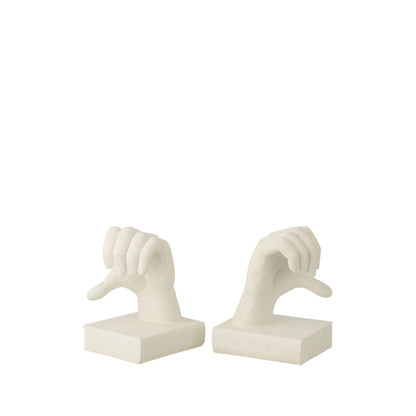 Set di 2 fermalibri Mani Love in poliresina bianca J-Line