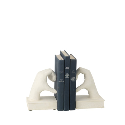 Set di 2 fermalibri Mani Love in poliresina bianca J-Line