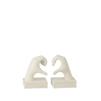 Set di 2 fermalibri Mani Love in poliresina bianca J-Line