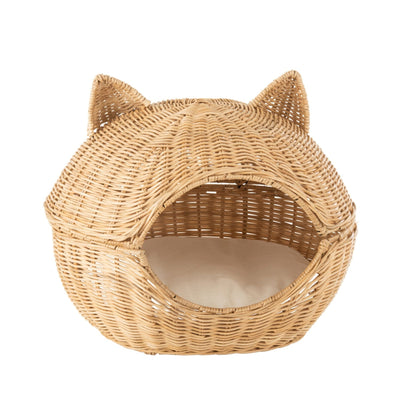 Cesta per gatti+Cuscino Rattan Chiaro Naturale J-Line