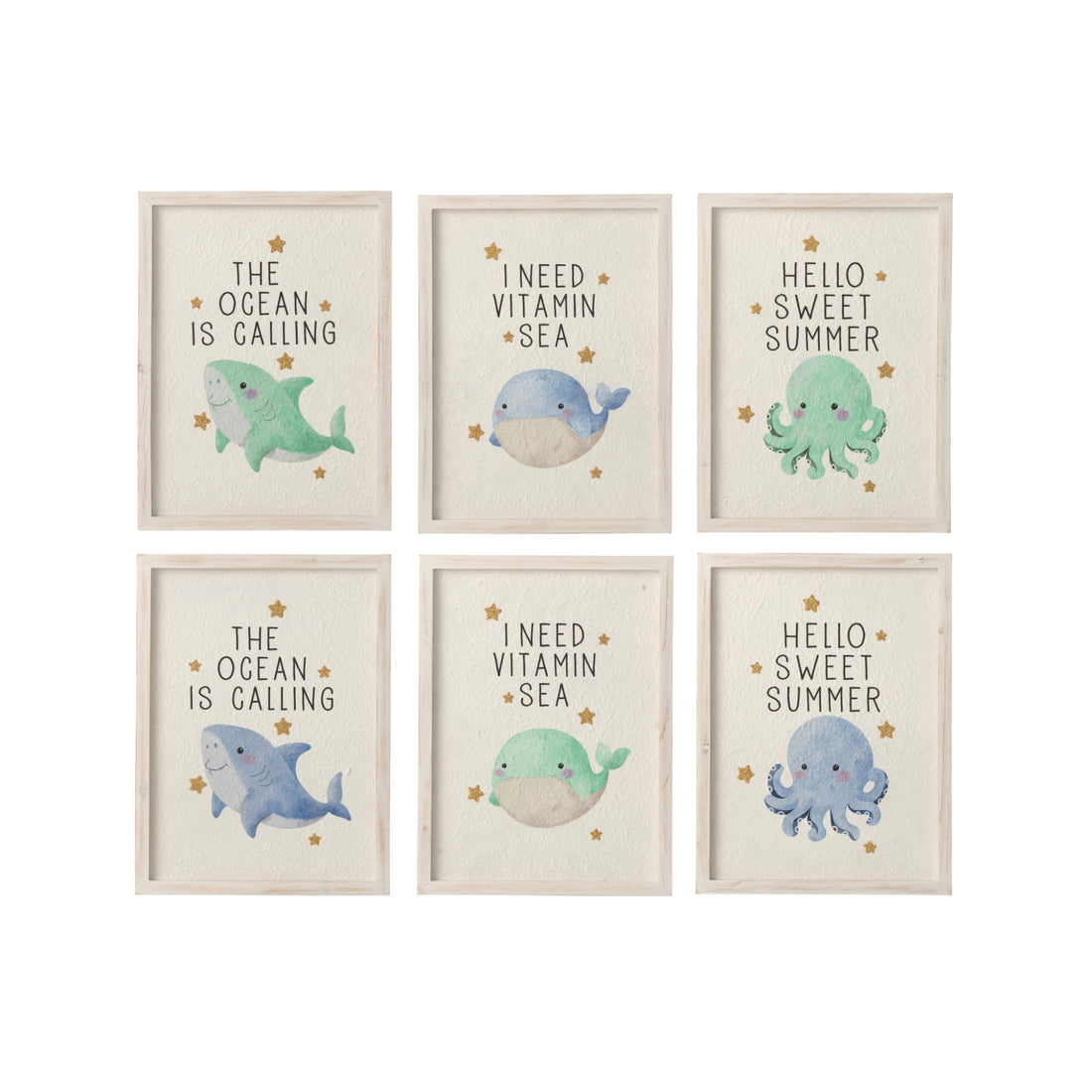Decorazione da parete Animali marini Carta Multicolore Assortimento da 6 J-Line