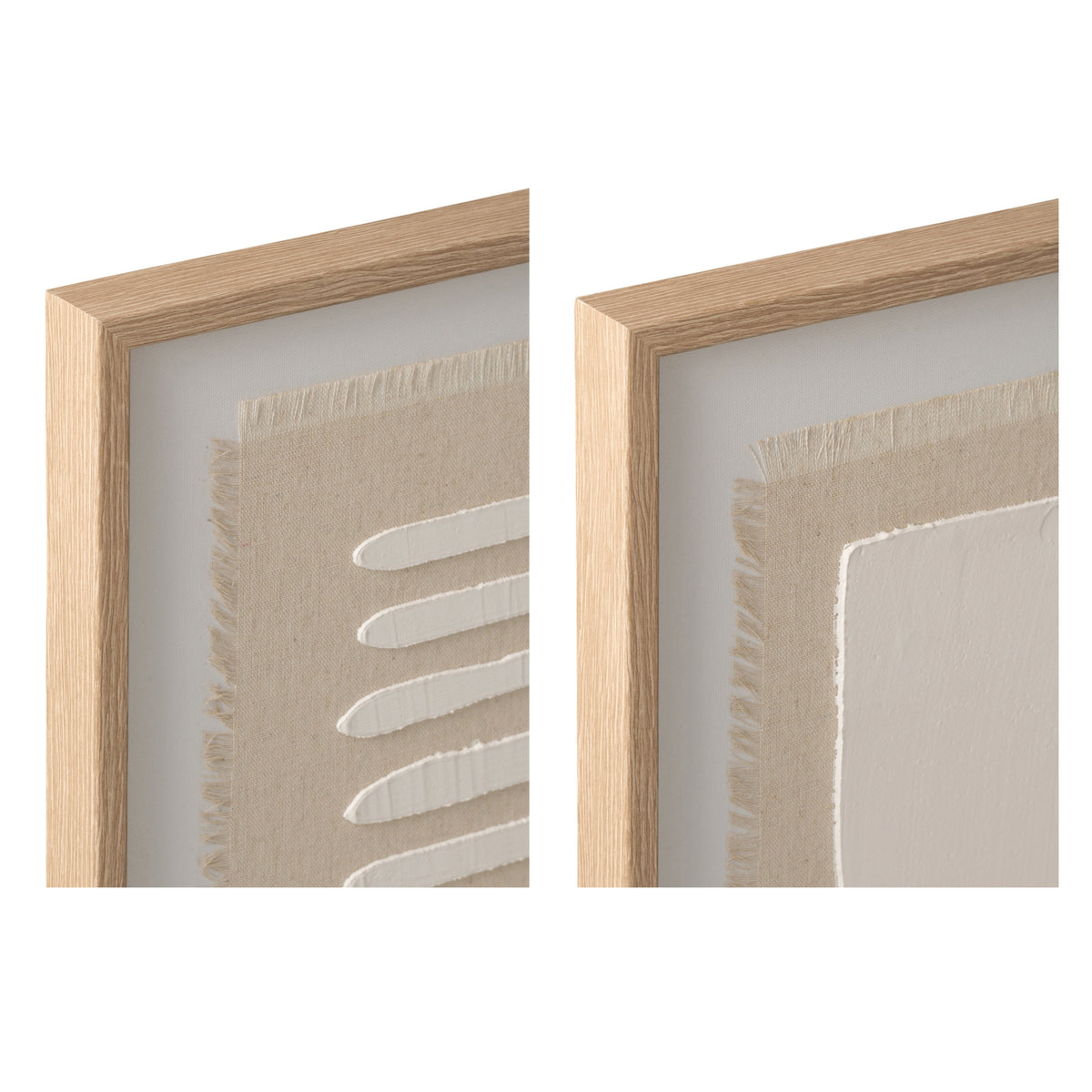 Decorazione da parete astratta su tela naturale/bianca, assortimento di 2, J-Line