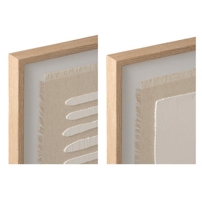 Decorazione da parete astratta su tela naturale/bianca, assortimento di 2, J-Line