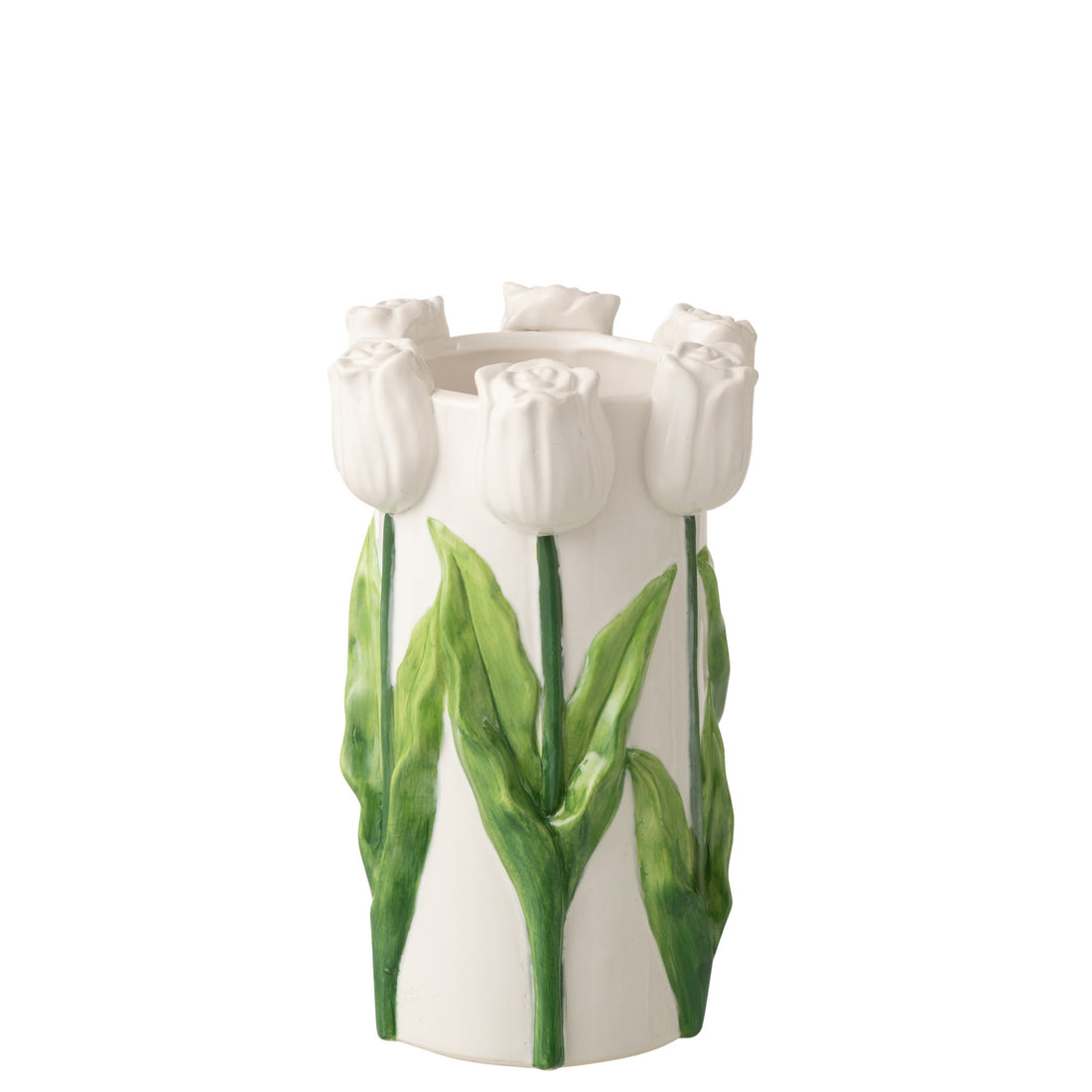 Vaso Tulipano Ceramica Bianco/Verde Medio J-Line