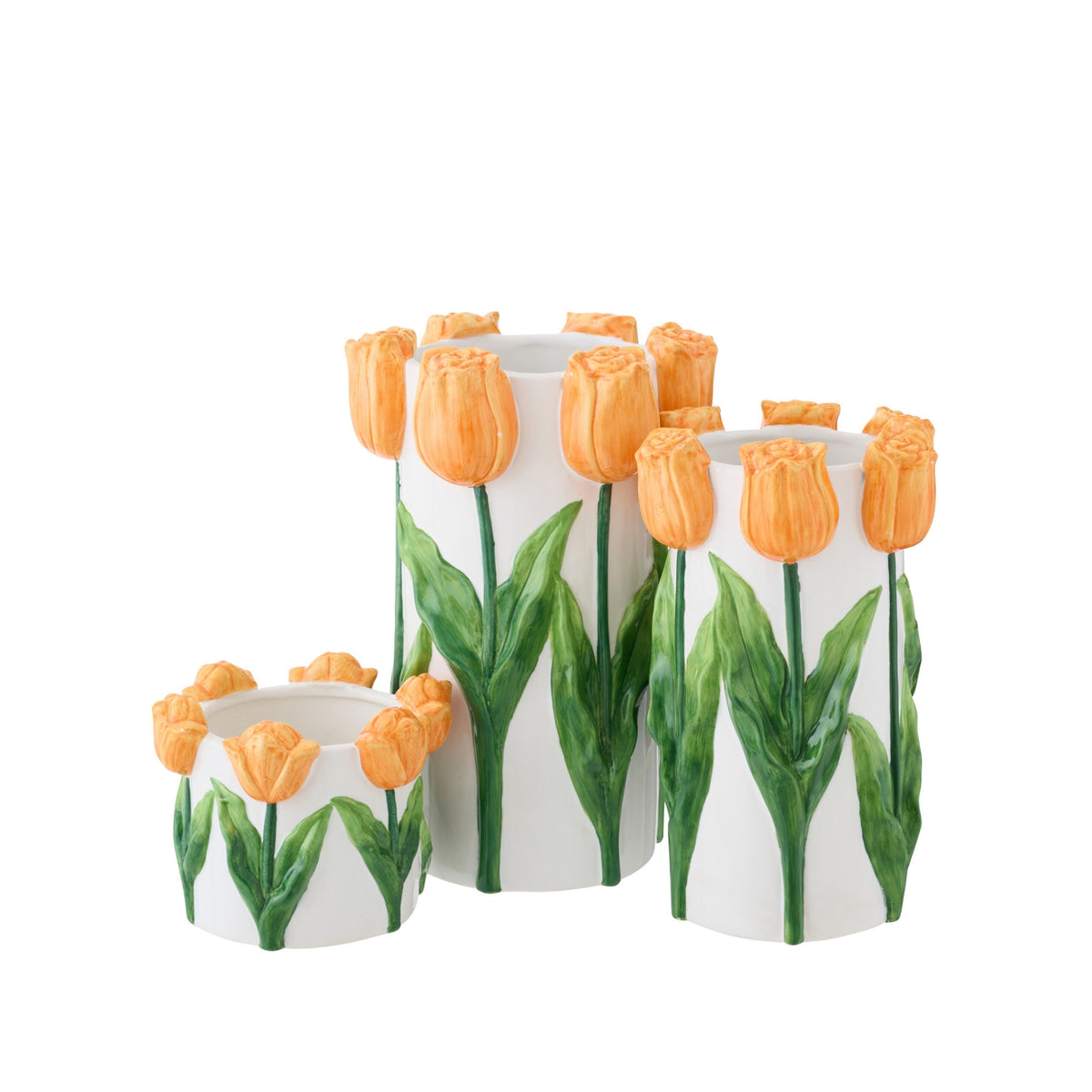 Vaso Tulipano Ceramica Bianco/Arancione Large J-Line