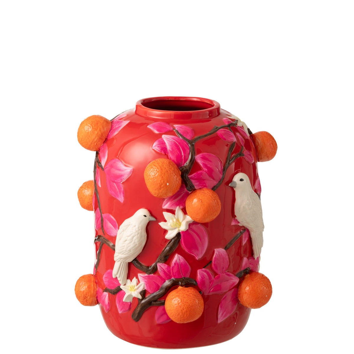 Vaso Uccello/Arance Ceramica Rosa/Arancione Small J-Line