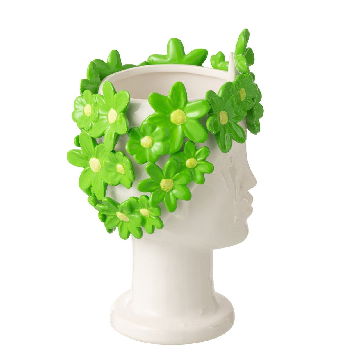 Vaso da fiori Donna Fiori Ceramica Bianco/Verde J-Line