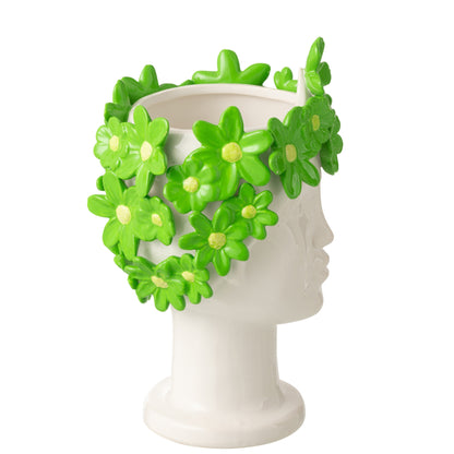 Vaso da fiori Donna Fiori Ceramica Bianco/Verde J-Line