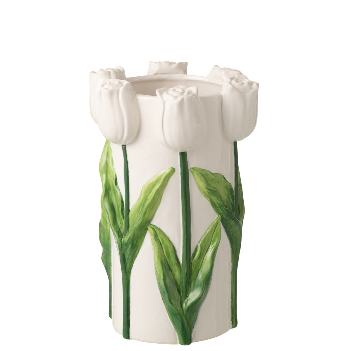 Vaso Tulipano Ceramica Bianco/Verde Large J-Line