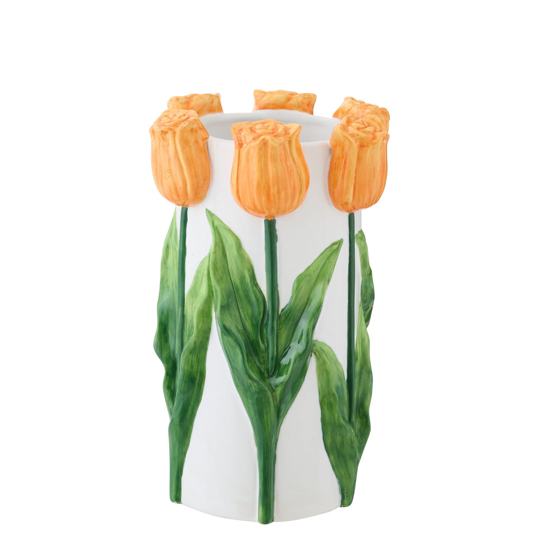 Vaso Tulipano Ceramica Bianco/Arancione Medio J-Line