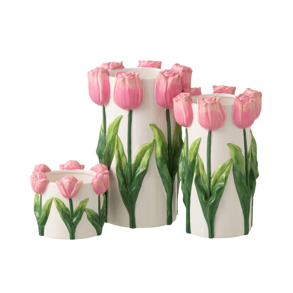 Vaso Tulipano Ceramica Bianco/Rosa Chiaro Large J-Line