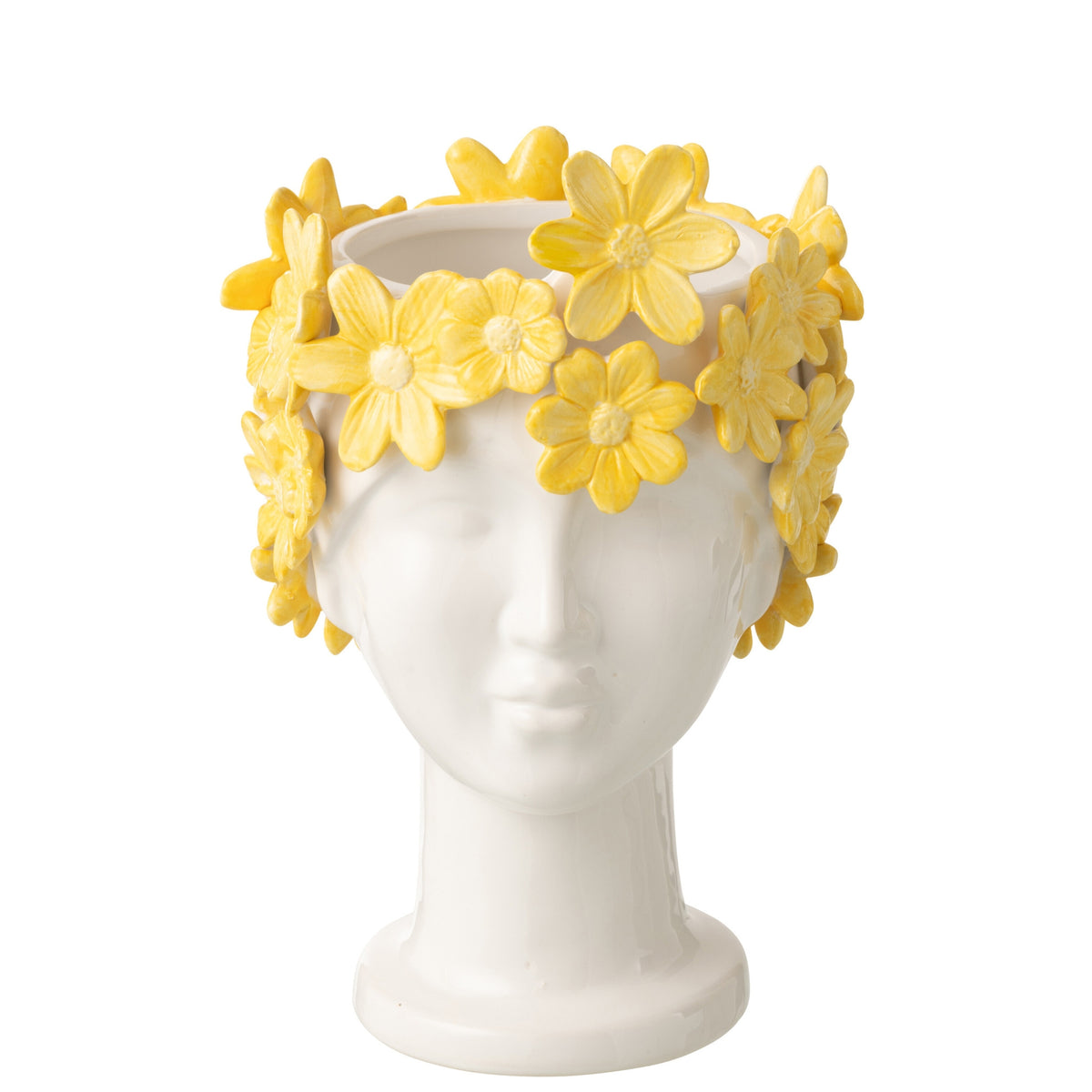 Vaso da fiori Donna Fiori Ceramica Bianco/Giallo J-Line