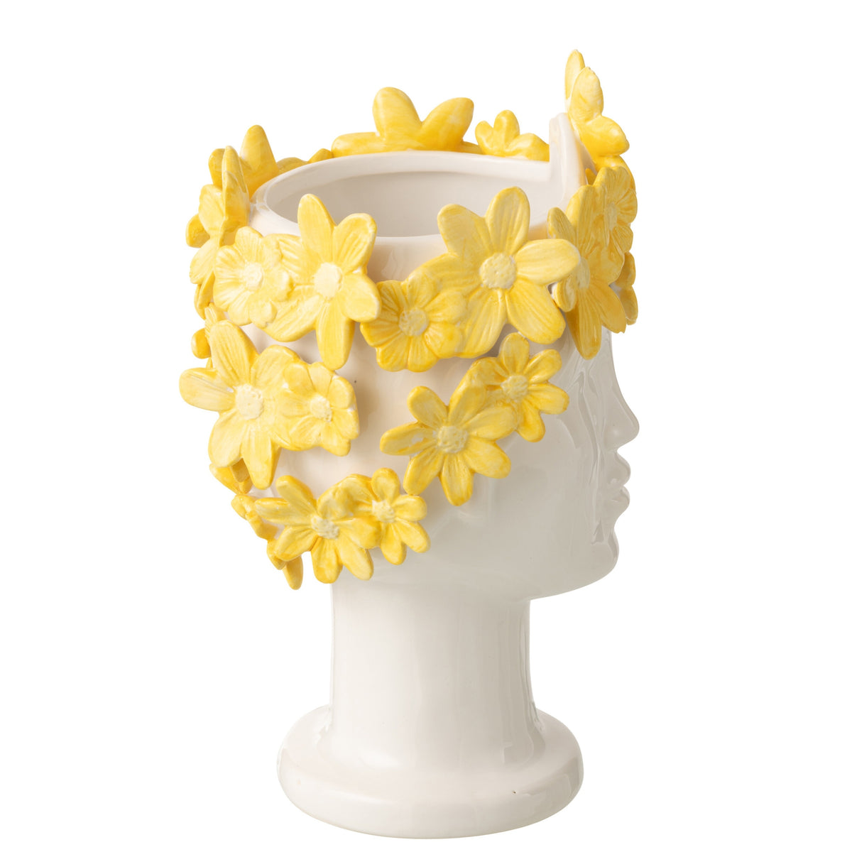 Vaso da fiori Donna Fiori Ceramica Bianco/Giallo J-Line