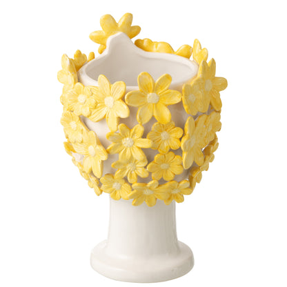 Vaso da fiori Donna Fiori Ceramica Bianco/Giallo J-Line