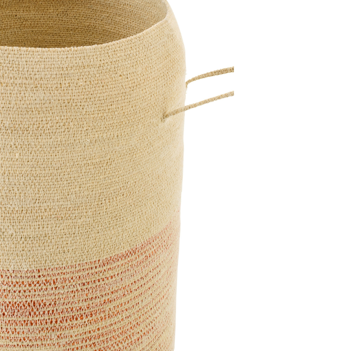 Cestino Con Manico A Righe In Paglia Naturale/Arancione Scuro J-Line