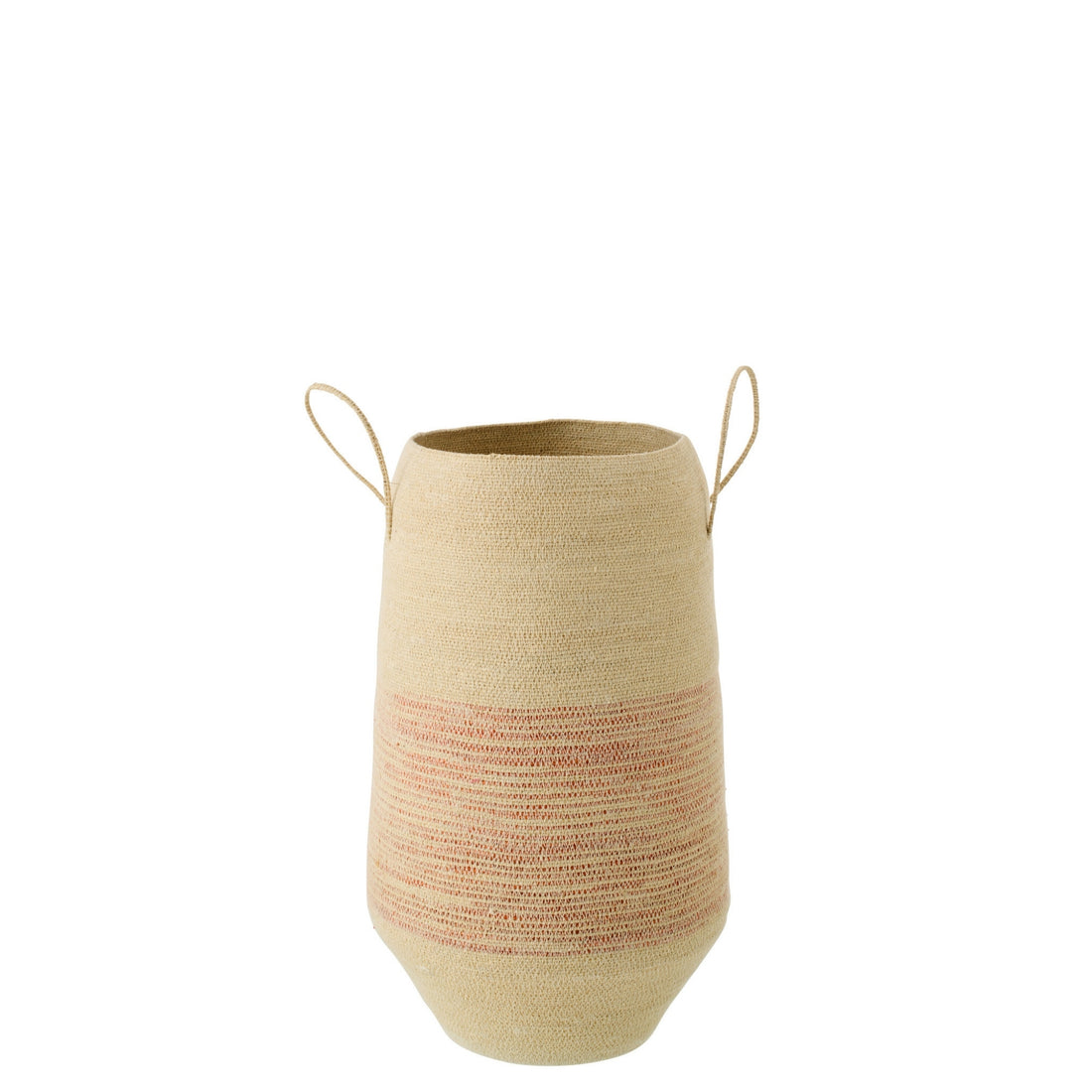 Cestino Con Manico A Righe In Paglia Naturale/Arancione Scuro J-Line