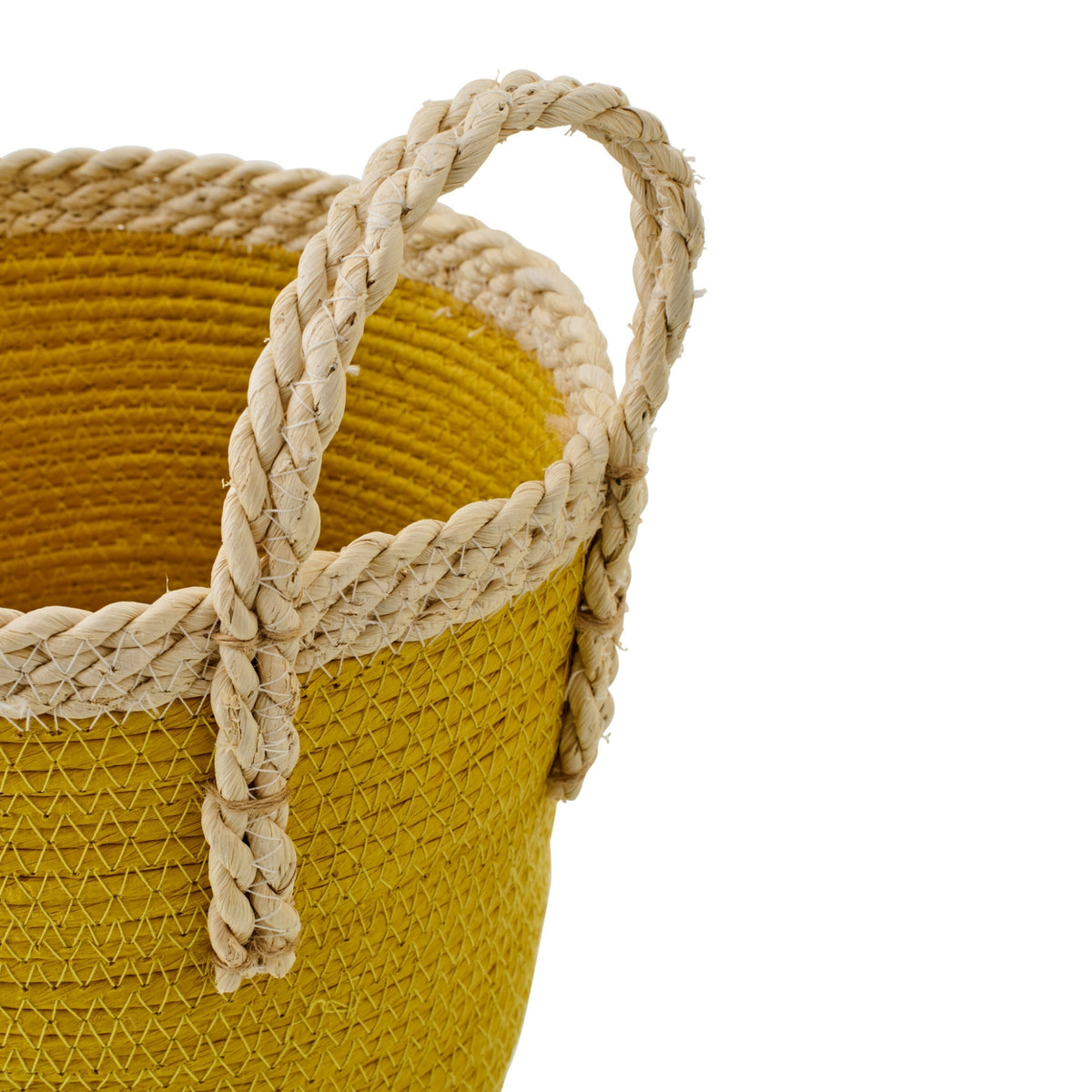 Set di 3 cesti con manici in carta giallo senape/naturale J-Line