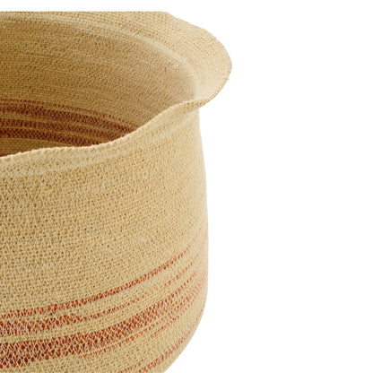 Set di 2 cesti a righe in erba marina naturale/arancione scuro J-Line