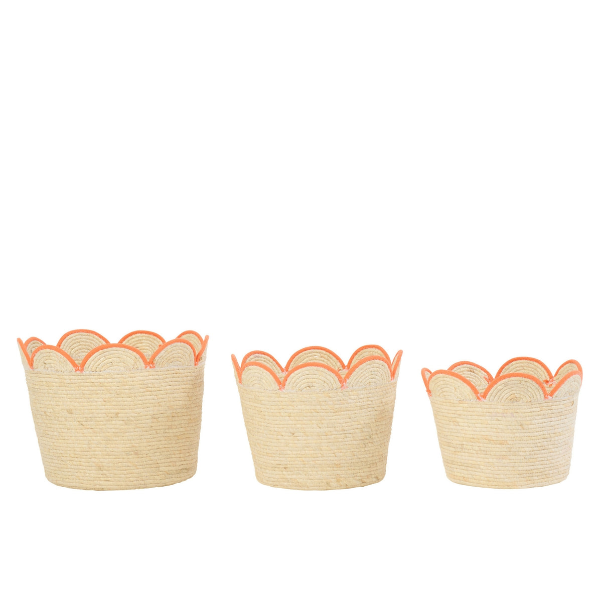Set di 3 cesti a fiore Mais Cafè Naturale/Arancione J-Line