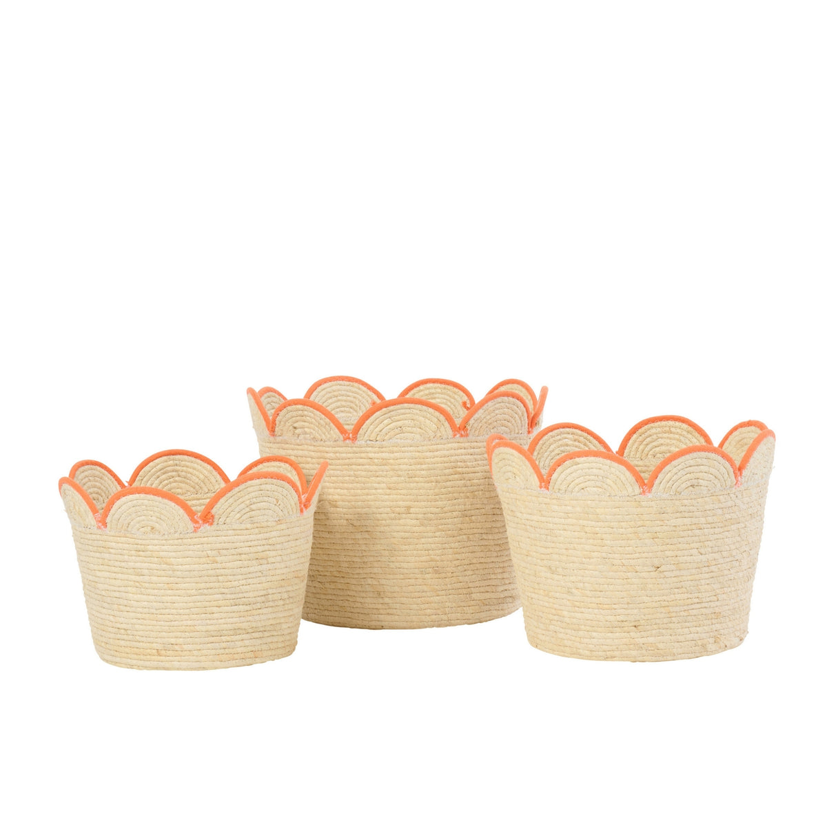 Set di 3 cesti a fiore Mais Cafè Naturale/Arancione J-Line