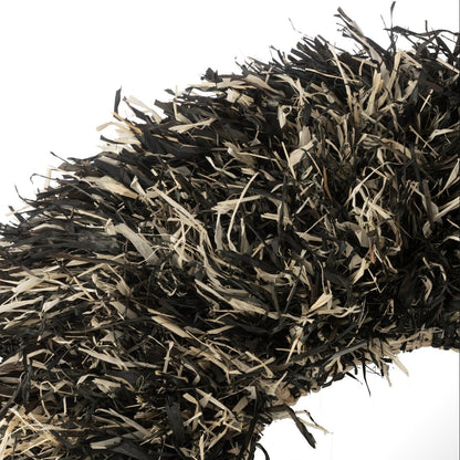 Specchio da parete rotondo in sisal nero/bianco J-Line