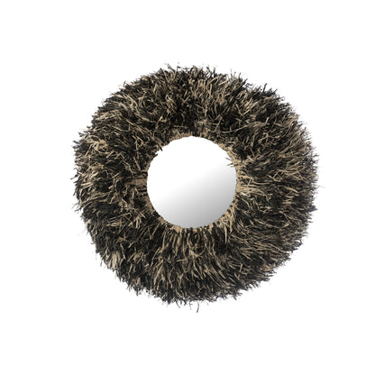 Specchio da parete rotondo in sisal nero/bianco J-Line