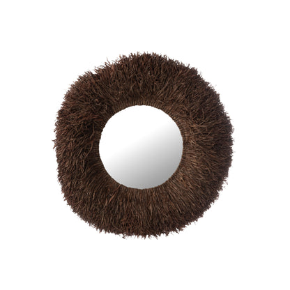 Specchio da parete rotondo in sisal marrone scuro J-Line