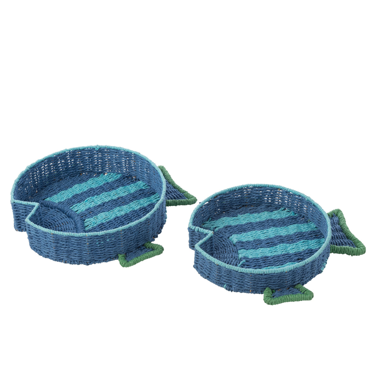 Vassoio decorativo a righe blu scuro/verde smeraldo, set di 2 J-Line