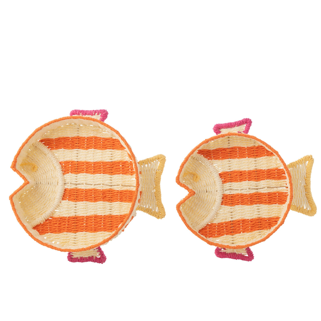 Set di 2 vassoi decorativi a righe con pesce in carta multicolore J-Line