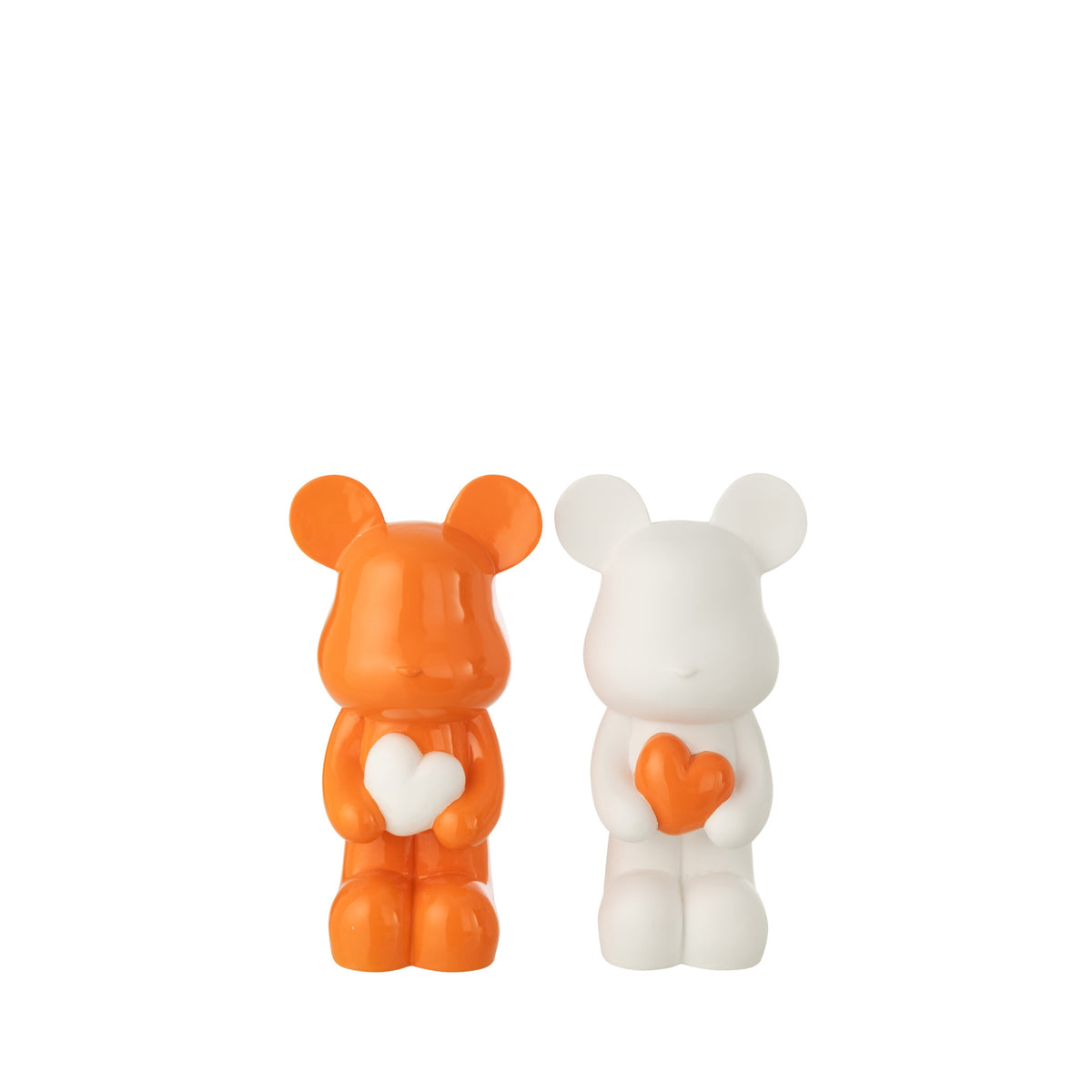 Orso Cuore in Poliresina Bianco/Arancione Scuro Piccolo Assortimento di J-Line