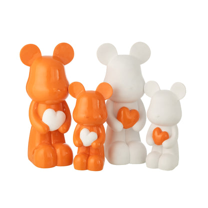 Cuore Orsetto in Poliresina Bianco/Arancione Scuro Large Assortimento di J-Line