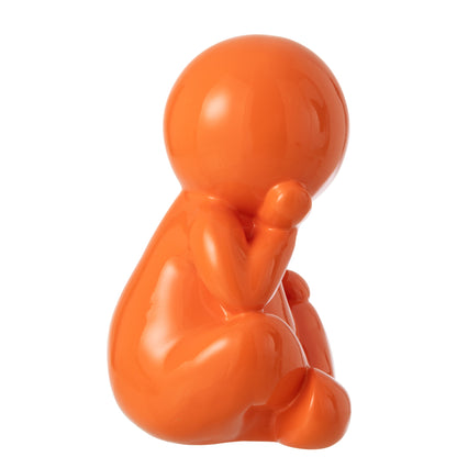 Statuetta Marcel in resina arancione scuro J-Line