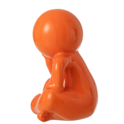 Statuetta Marcel in resina arancione scuro J-Line