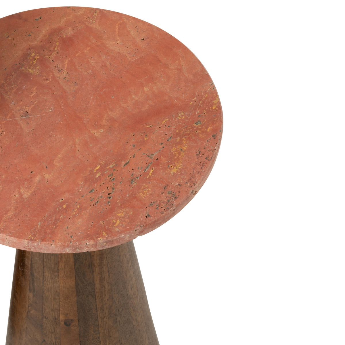 Set di 2 tavolini rotondi in marmo terracotta/marrone scuro J-Line