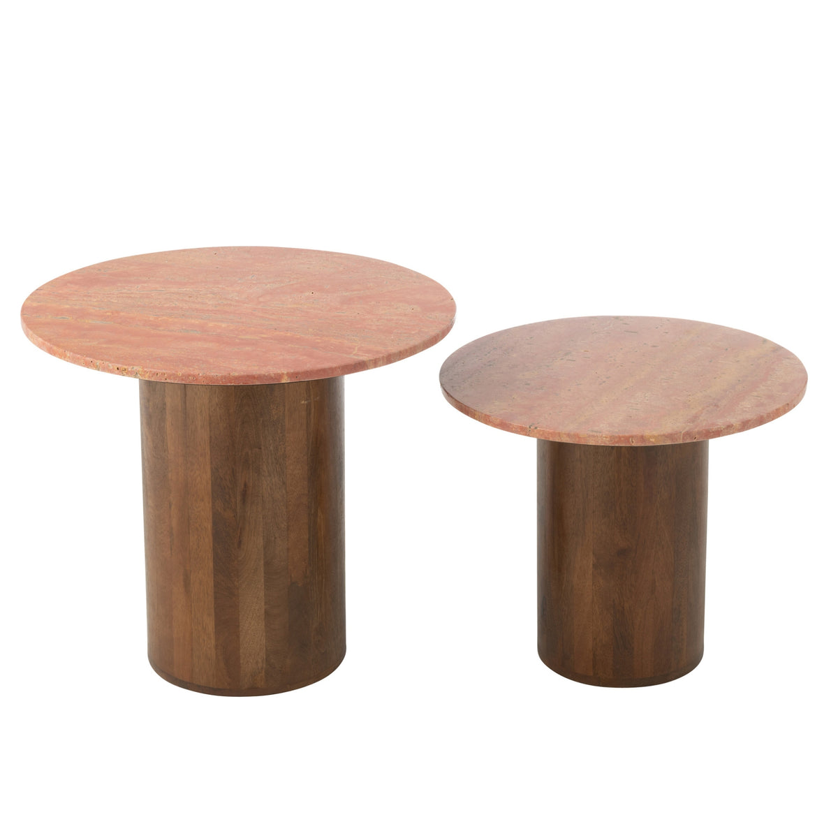 Set di 2 tavolini rotondi in marmo Terracotta/Marrone scuro J-Line