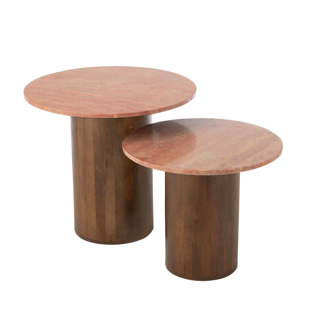 Set di 2 tavolini rotondi in marmo Terracotta/Marrone scuro J-Line