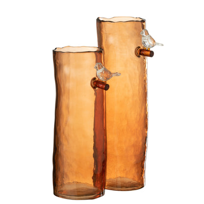 Vaso Uccello Lungo - Vetro - Arancione - Large - 32 cm Alto J-Line