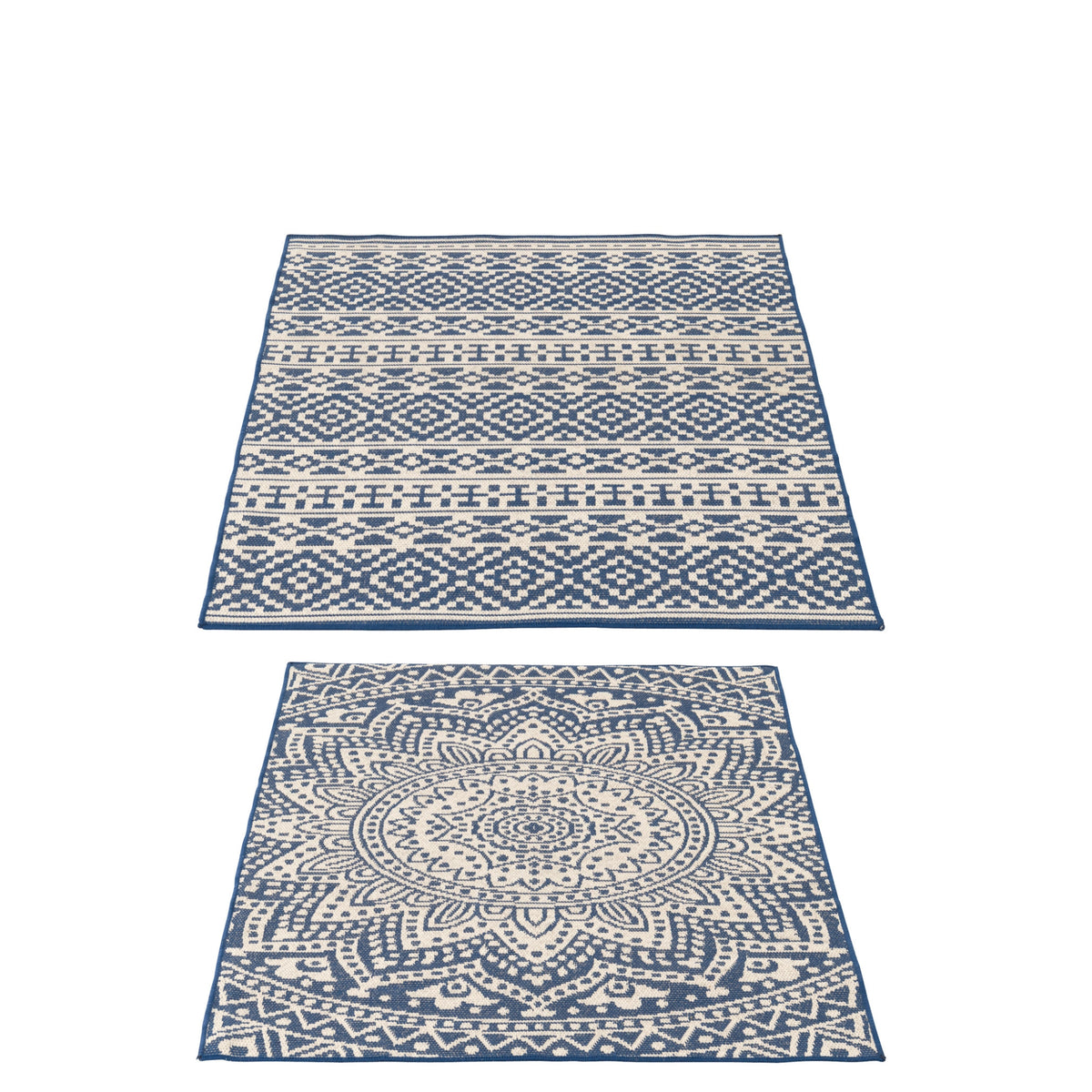 Tappeto da Esterno Mosaico Polipropilene Blu Scuro/Bianco Assortimento di 2 J-Line