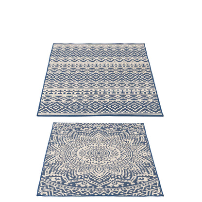 Tappeto da Esterno Mosaico Polipropilene Blu Scuro/Bianco Assortimento di 2 J-Line