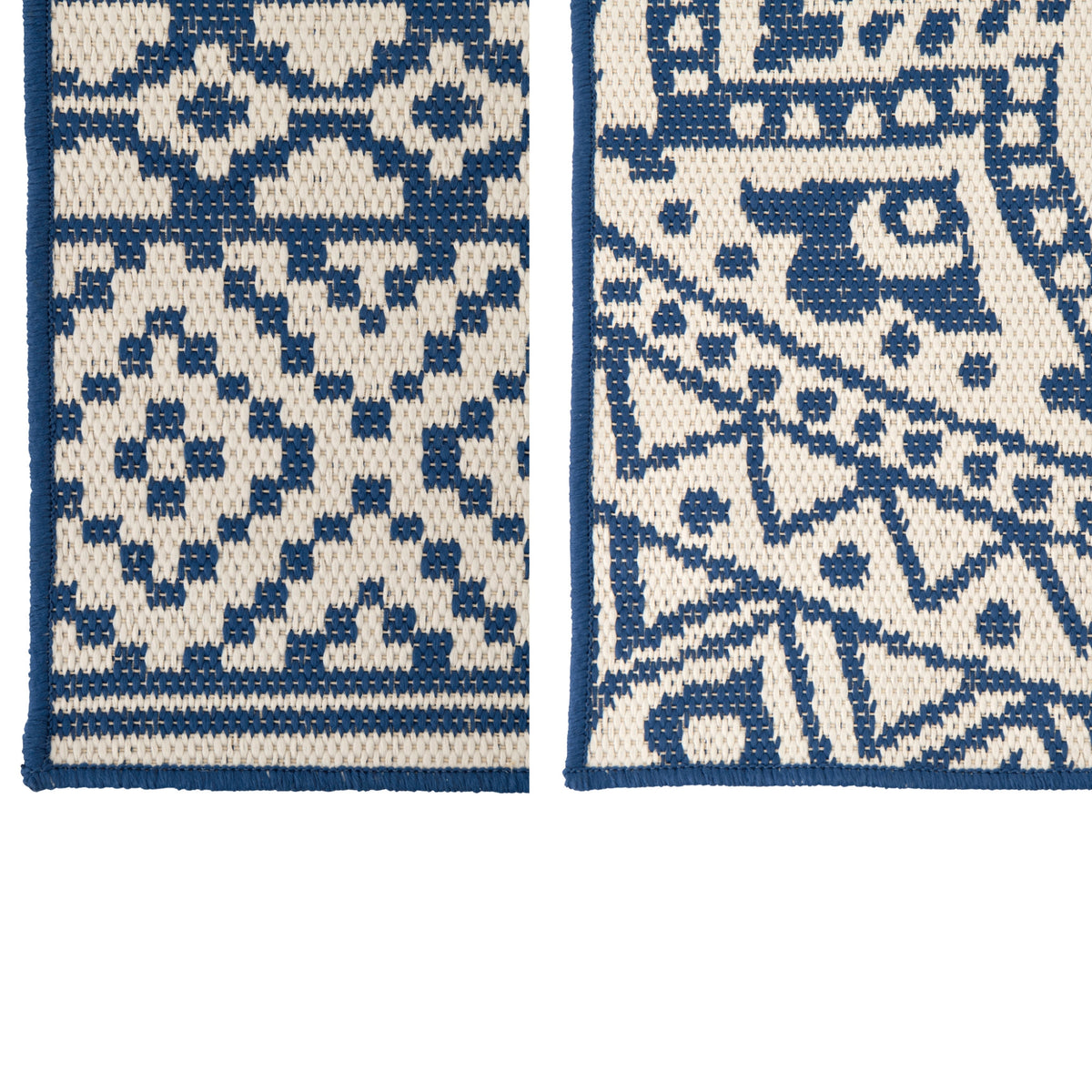Tappeto da Esterno Mosaico Polipropilene Blu Scuro/Bianco Assortimento di 2 J-Line