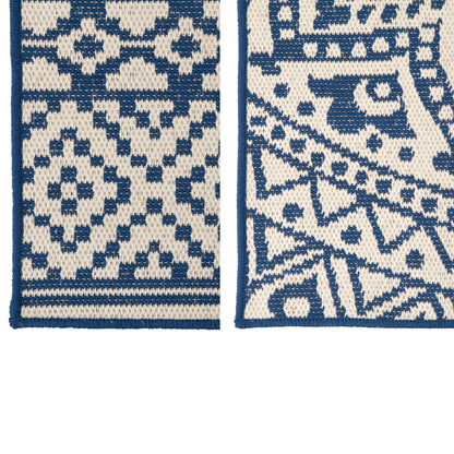 Tappeto da Esterno Mosaico Polipropilene Blu Scuro/Bianco Assortimento di 2 J-Line