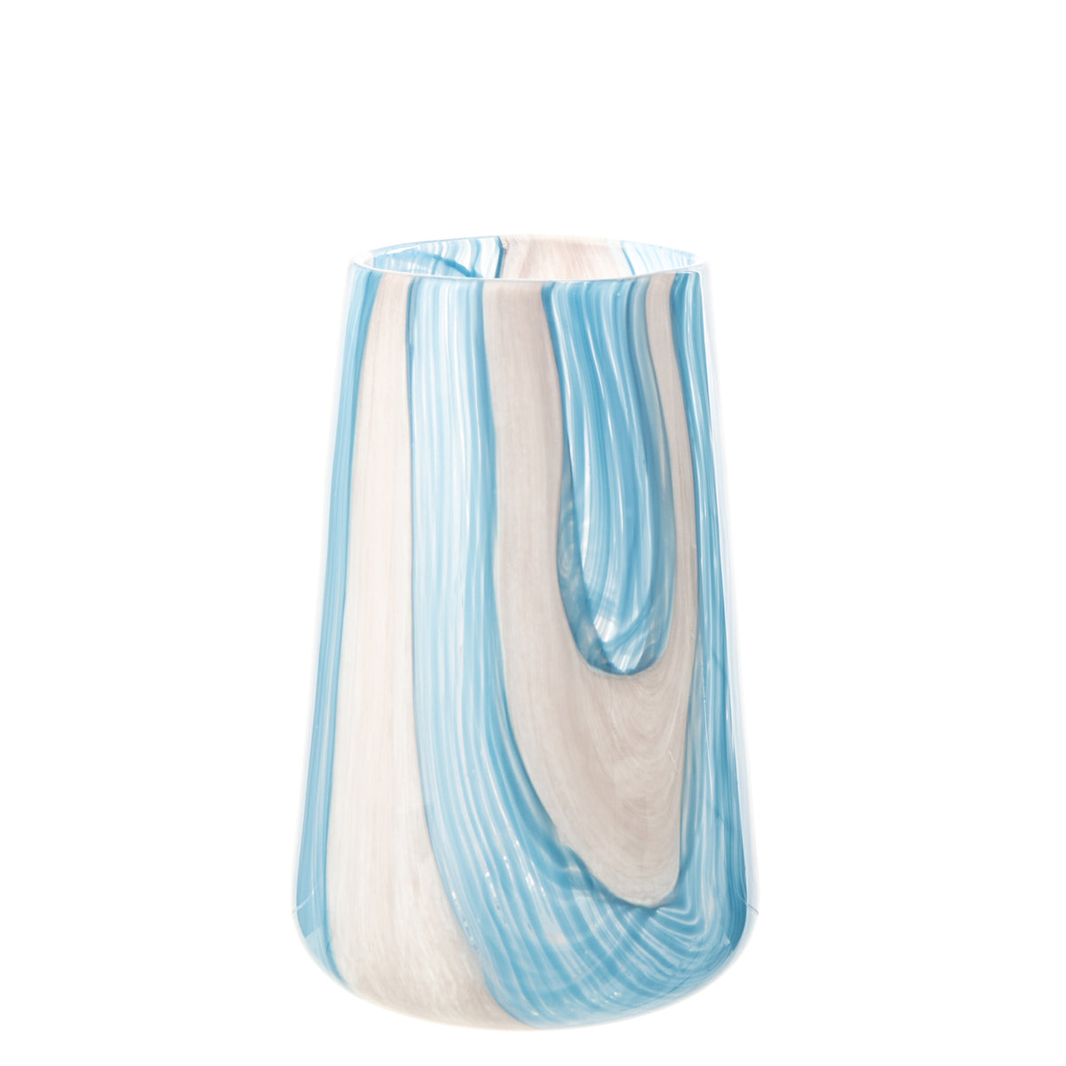 Lanterna Luminosa in Vetro Rigato Azzurro/Bianco Large J-Line