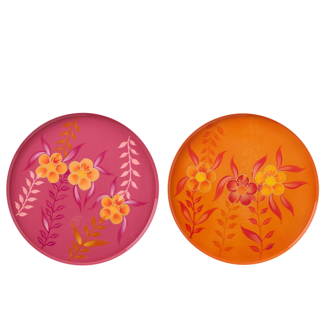 Vassoio decorativo a fiori in metallo rosa/arancione assortito di J-Line
