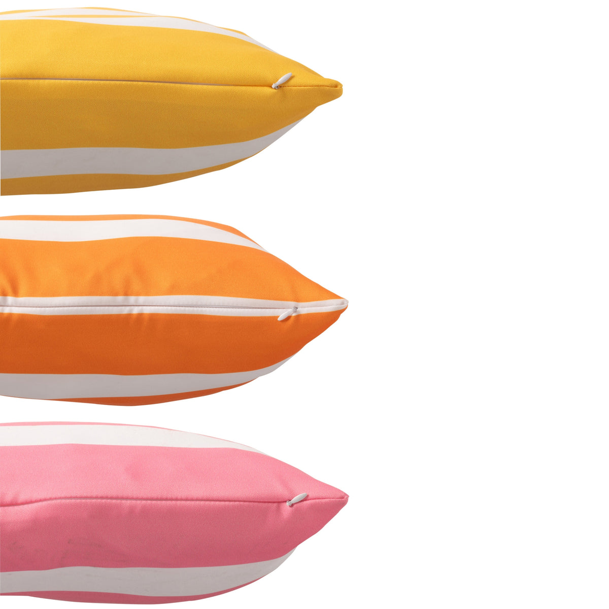 Cuscino da Esterno Quadrato a Righe in Poliestere Multicolore Assortimento di 3 J-Line