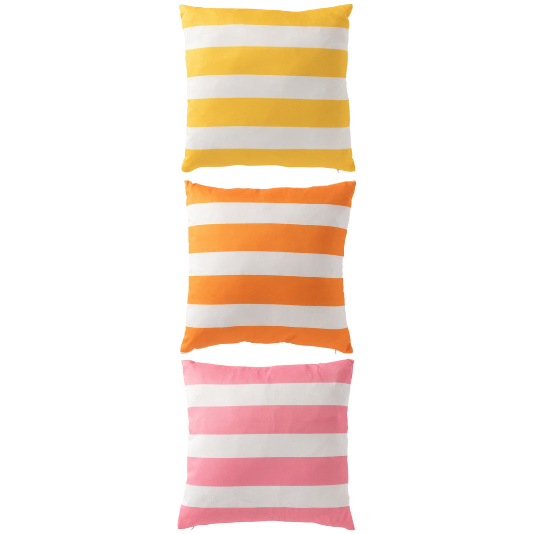 Cuscino da Esterno Quadrato a Righe in Poliestere Multicolore Assortimento di 3 J-Line