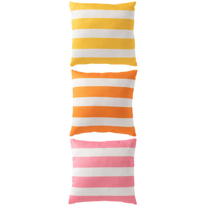 Cuscino da Esterno Quadrato a Righe in Poliestere Multicolore Assortimento di 3 J-Line
